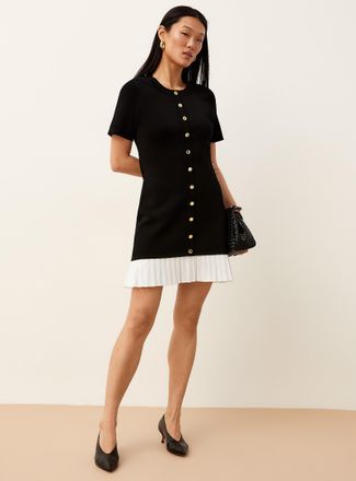 Icone Womens Dense knit pleated edge minidress