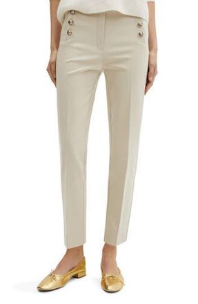 Mango Cotton Blend Crop Sailor Pants in Beige at Nordstrom Rack, Size 12