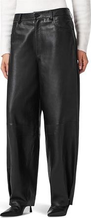 AllSaints Jett Lea Trousers Womens Clothing Black : UK 14 (US Womens 10), Leather