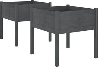 vidaXL Garden Planters 2 pcs Grey 70x70x70 cm Solid Pinewood Vidaxl