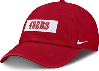 Nike San Francisco 49ers Primetime Club Wordmark Nike Mens NFL Adjustable Hat in Red | NF026DL9B-ZW0