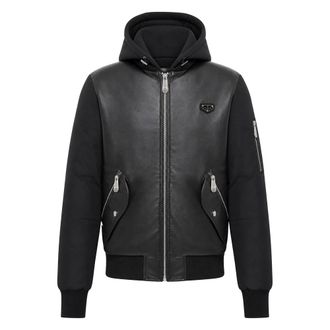 Philipp Plein Eco Leather Nylon Bomber - Heren - Winterjassen - Zwart - L - Nylon - Jassen
