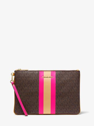 Michael Kors Large Logo Stripe Zip Pouch