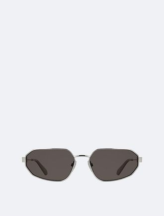 Calvin Klein Mens Metal Slim Modified Rectangle Sunglasses - Silver