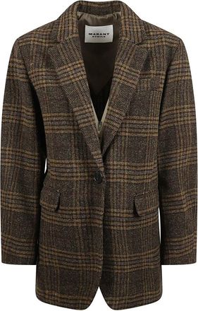 Isabel Marant Isabel Marant, Blazers, female, Brown, Size: S Checked Wool Jacket Single-Button Fastening