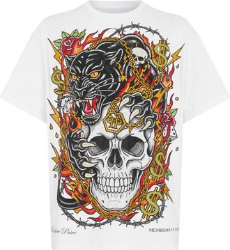Philipp Plein T-Shirt Girocollo Ss Skull - - Tops - Uomo - Multicolore - 4XL