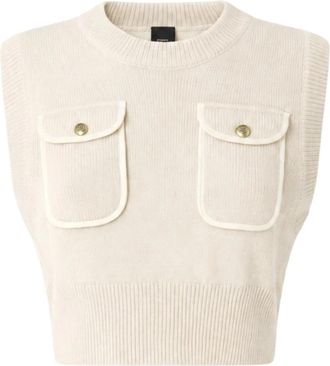 Pinko Belato Gilet - Dames - Ronde hals truien - Beige - M - Truien & Vesten