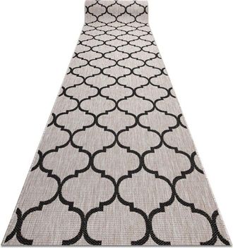 RugsX Rugsx - Runner sizal floorlux design 20608 Moroccan trellis silver / black 70 cm beige 70x570 cm
