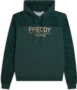 Freddy Felpa cappuccio con inserti camouflage e grafica centrale