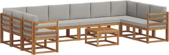 vidaXL Conjunto De Sof&aacute;s De Exterior 11 Uds. Gris Natural Y Claro Vidaxl