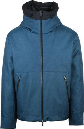 Herno Blue Technical High Collar Polyester Down Jacket