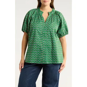 Sugarlips Isha Floral Print Top in Kelly-Pink at Nordstrom, Size 3X