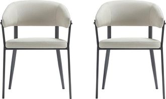Manhattan Comfort Set Of 2 Belle Textured Leatherette Dining Chairs With Metal Legs