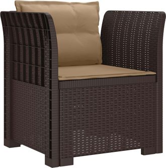 vidaXL Sill&oacute;n Individual Con Cojines Apariencia De Ratan Pp Marr&oacute;n Vidaxl
