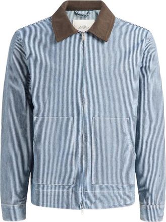 Les Deux Jassen, Heren, Blauw, M, Katoen, Robert Striped Jacket