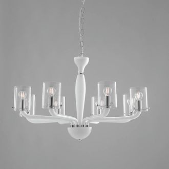 Netlighting AURORA 8 Light Chandeliers with Shades White 79.2x48cm | Size: 79.2x48 cm
