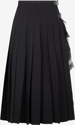 Ermanno Scervino Plissierter Cady-Midirock mit T&uuml;ll- und Spitzeneinsatz