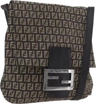 Fendi Pre-owned Cross Body Bags, female, Brown, Size: ONE SIZE Pre-owned Vintage Zucchino Shoulder Bag