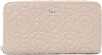 Chanel Light Pink Satin Leather Long Wallet (Bi-Fold) (Pre-Owned)