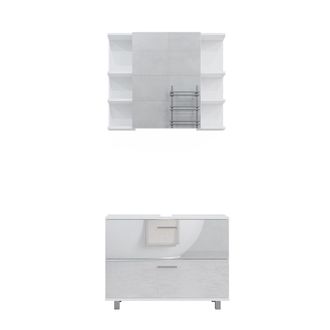Vicco Conjunto De Muebles De Ba&ntilde;o Ilias, Blanco Alto Brillo, 2 Partes, Unidad Base 80 Cm