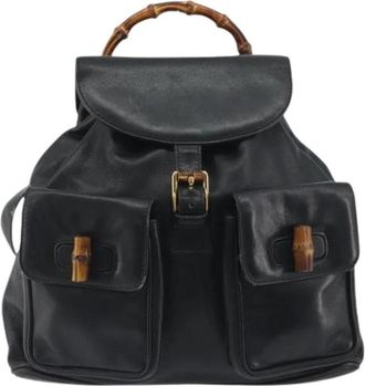 Gucci Pre-owned Vintage Rugzak - Dames - Vintage Rugzakken - Zwart - ONE Size - Leer - Vintage