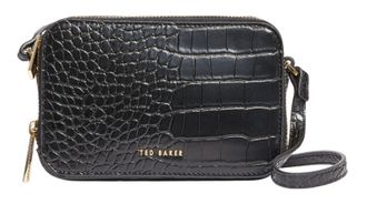 Ted Baker Stina Double Zip Croc Effect Mini Camera Bag Black