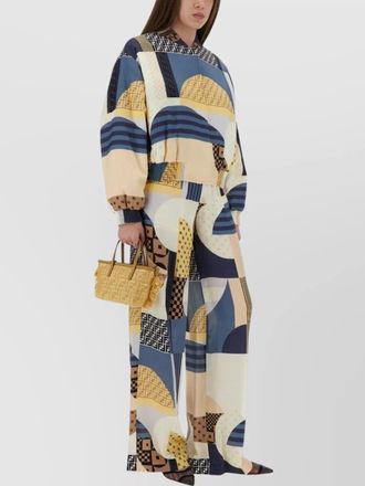 Fendi elastic hem geometric print long sleeves ribbed cuffs
