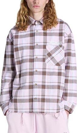 adidas Cotton Flannel Button-Up Shirt in Clear Pink// at Nordstrom, Size Large