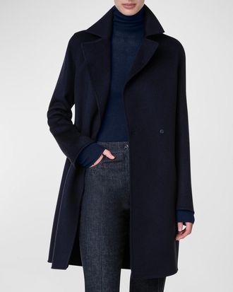 Akris Bera Brushed Cashmere Doble-Breasted Coat