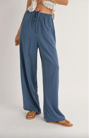 Sadie & Sage Drawstring Waist Pants In Indigo