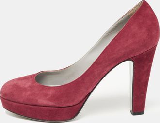 Sergio Rossi Burgundy Suede Platform Pumps