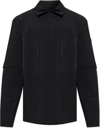 Moncler Logo 2-in-1 Shirt Jacket - Heren - Casual Overhemden - Zwart - XL - Leer - Overhemden