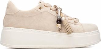 Refresh Womens Casual Platform Suede Sneakers In Beige