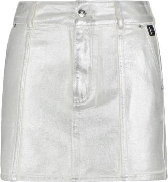 A|X Armani Exchange Zilveren Mini Denim Rok Metalen Knopen - Dames - Korte rokken - Grijs - 3XS - Denim - Rokken