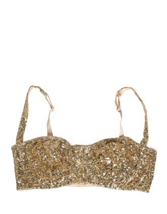 Dolce & Gabbana Womens Gold Sequined Semi-Pad Underwire Bra Underwear Elastane Nylon Clothing