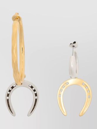 Isabel Marant asymmetric hoop earrings brass horseshoe charm