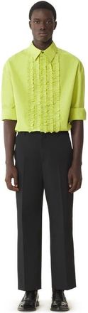 Lanvin Green Cotton Poplin Bib Front Shirt in Absinth Green at Nordstrom, Size 40L