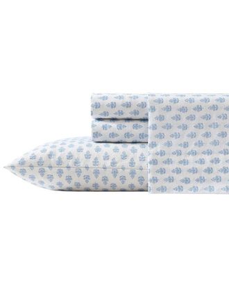 Laura Ashley 200 Thread Count Francesca Cotton Percale Sheet Set