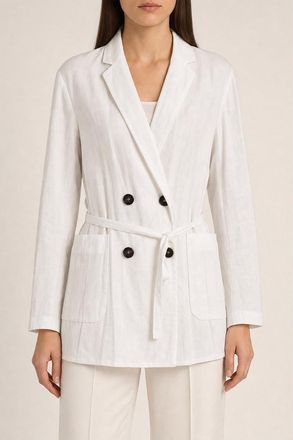 Brunello Cucinelli Womens Bianco Ottico Cotton Jacket, Size 38