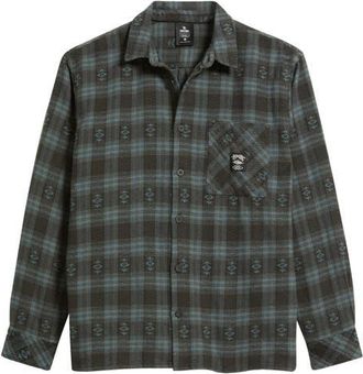 Rip Curl Liquid Trips Flannel Long Sleeve Button-Up Shirt in Washed Black at Nordstrom, Size Xx-Large