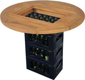vidaXL vidaXL Piano Tavolo per Cassa di Birra in Legno di Teak 70 cm