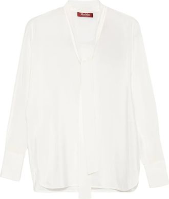 Max Mara Blusa con collo lavallière - Bianco