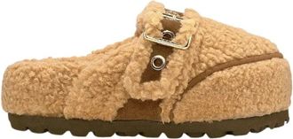 INUIKII Mule Cozy Loafer Curly - Dames - Schoenen - Bruin - Maat: 39 EU Wol