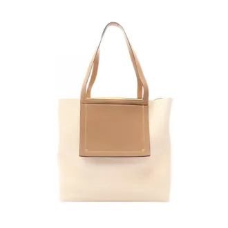 Herm&egrave;s Brown Ivory Taurillon Clemence Leather Handbag Tote Bag (Pre-Owned)