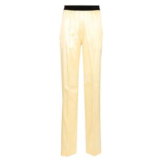 Tom Ford Stretch Silk Satin PJ Trousers - female - Tom Ford - Straight Trousers - Yellow - XS - Trousers