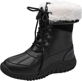 Generic Ladies Snow Boots, Women Boots Winter Waterproof - Fashion Slip On Warm Booties Comfort Wide Fitting Shoes High Top Boot Thermal Sneakers Casual Fluff