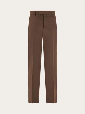 Ferragamo Brown Tailored Cotton Trousers, Brand Size 48 (US Size 32)