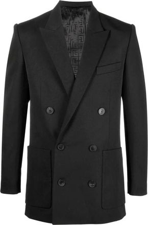 Balmain Wollen Blazer met Piekrevers - Heren - Blazers - Zwart - M - Wol - Jassen
