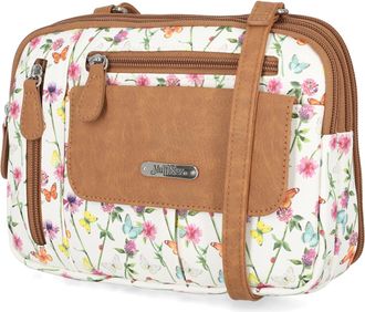 MultiSac Zippy Triple Compartment Crossbody Bag, White Belladonna, 9.125 L x 6.125 H x 3.125 W, Zippy Triple Compartment Crossbody Bag