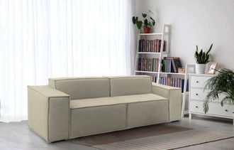 Talamo Italia Talamo Italia - Sof&aacute; Fijo Paola, Sof&aacute; Modular Lineal De 2 Plazas, 100% Made In Italy, Sof&aacute; De Sal&oacute;n Moderno En Tela., Cm 220x95h70, Beige, Con Embalaj
